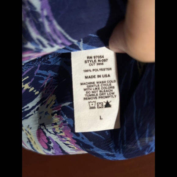 Three Eighty Two V-Neck Flowy Peacock Feather Print Mini Dress Size L - NWT - Picture 16 of 16